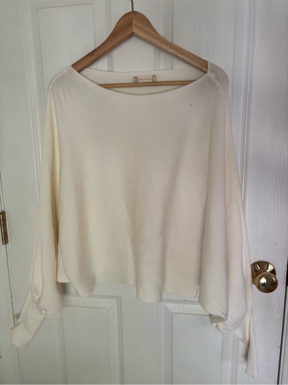 Altard state Lightweight Cream Ribbed Boatneck Sweater large